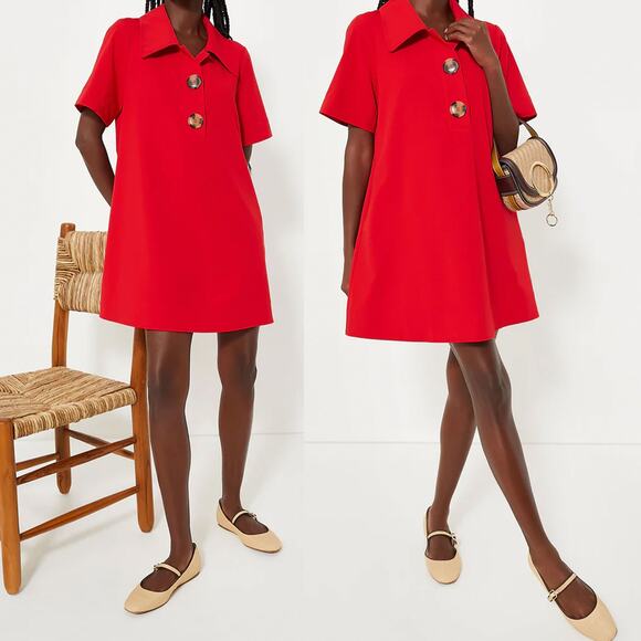 TUCKERNUCK NWT Scout Large Buttons Mini Dress in Red Size S - Picture 1 of 12